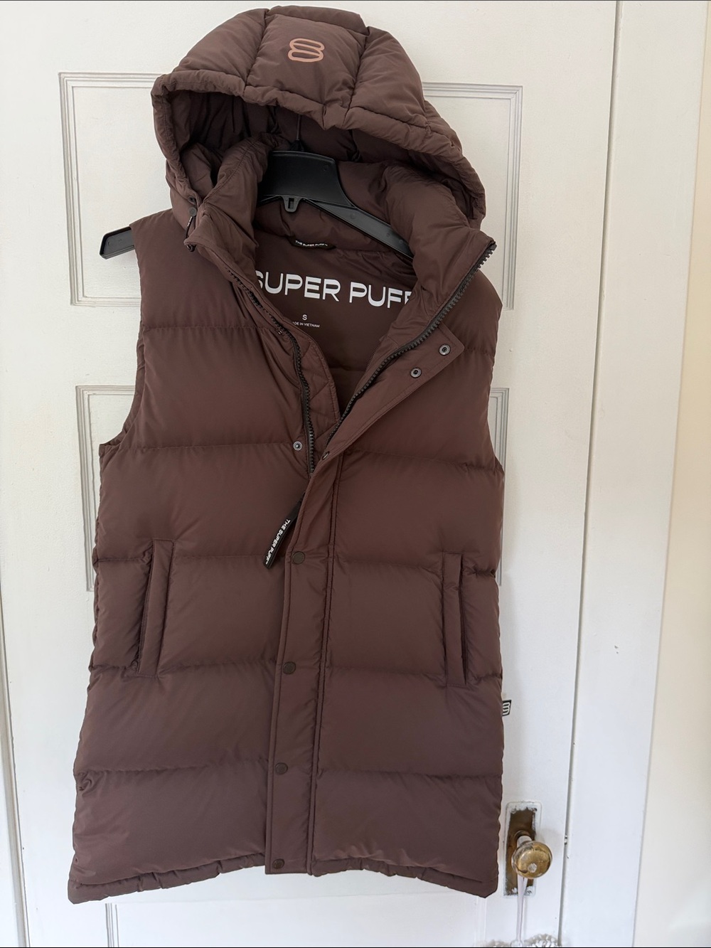 Brown Super Puff Vest with Hood